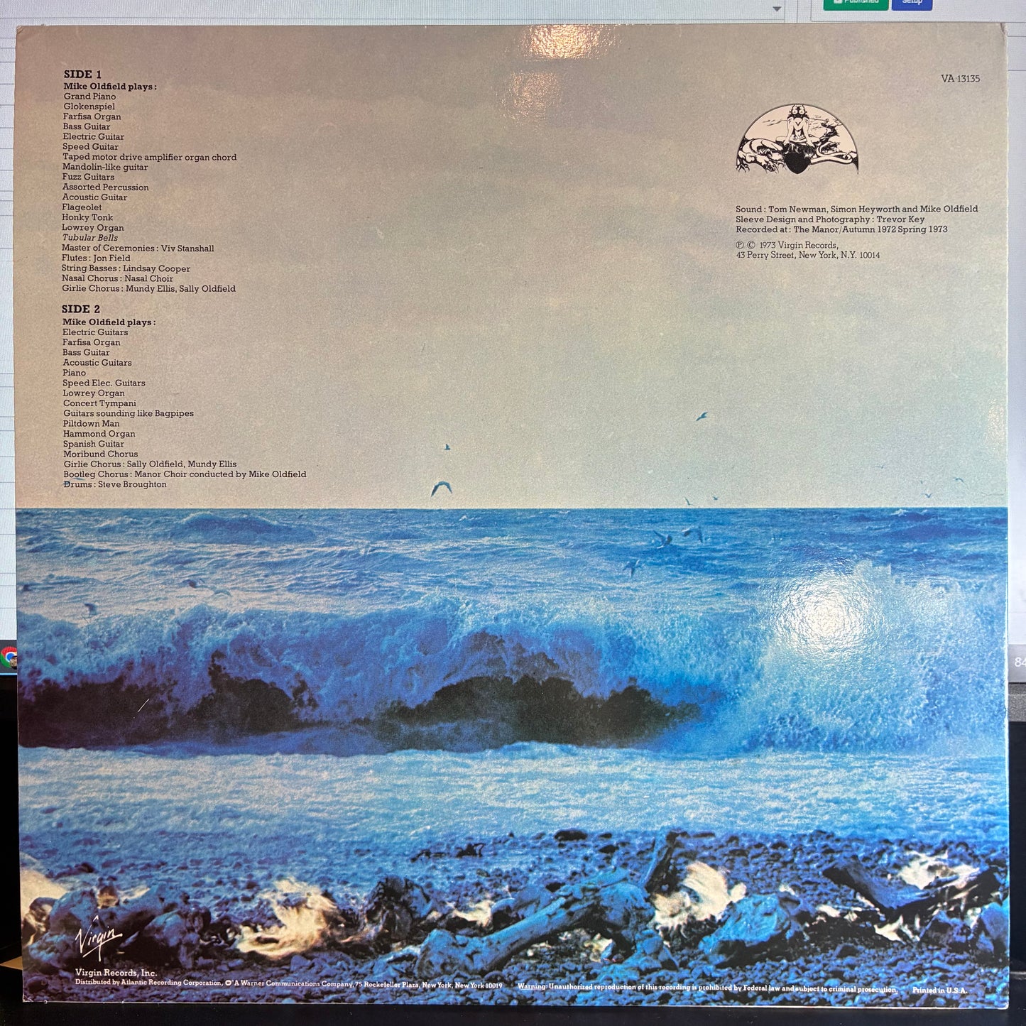Mike Oldfield - Tubular Bells (VINYL Virgin – VA 13135) | USED Near Mint (NM or M-) Near Mint (NM) - EXPERIMENTAL / USED *NEAR MINT*