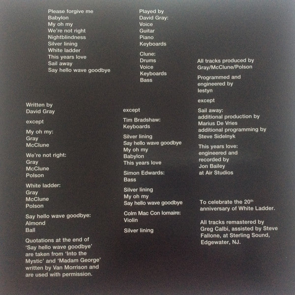 White Ladder: 20th Anniversary (WHITE VINYL) | Mint (M) Mint (M) - FOLK/INDIE *SEALED/COLOR*