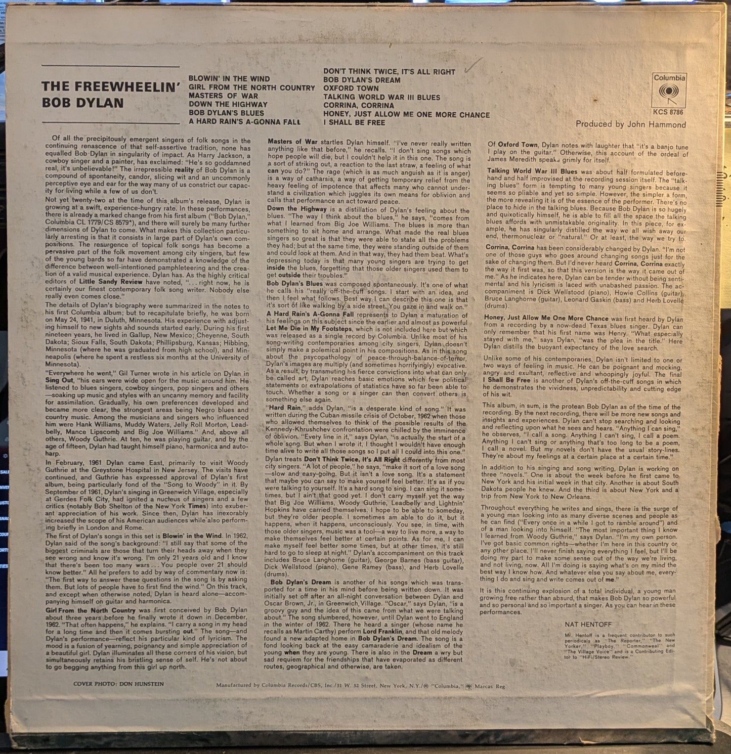 The Freewheelin' Bob Dylan (VINYL) | Excellent+ (EX+) Very Good Plus (VG+) - FOLK / USED *EXCELLENT+*