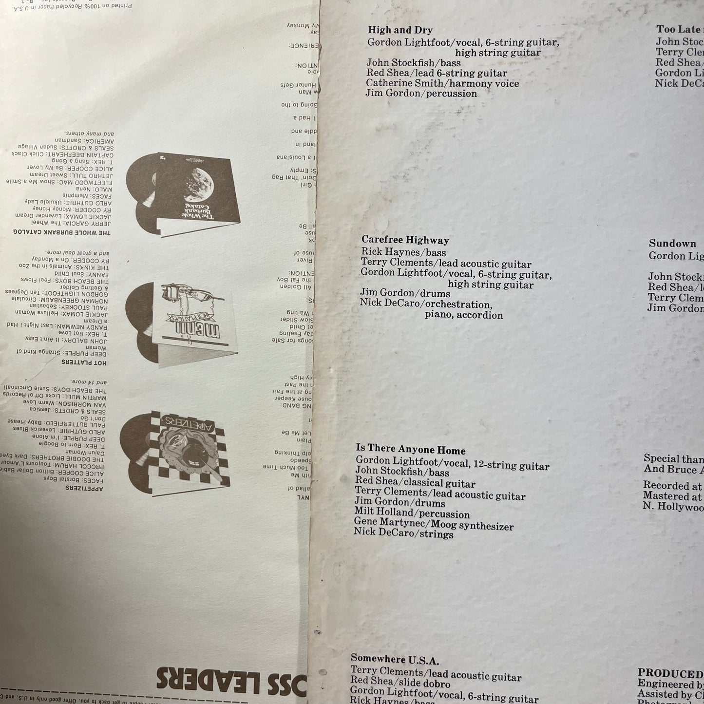 Sundown (VINYL) | Excellent (EX) Excellent (EX) - FOLK / USED *EXCELLENT*