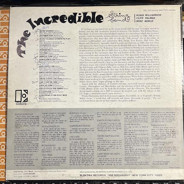 The Incredible String Band (VINYL) | Excellent (EX) Very Good Plus (VG+) - FOLK / USED *EXCELLENT*