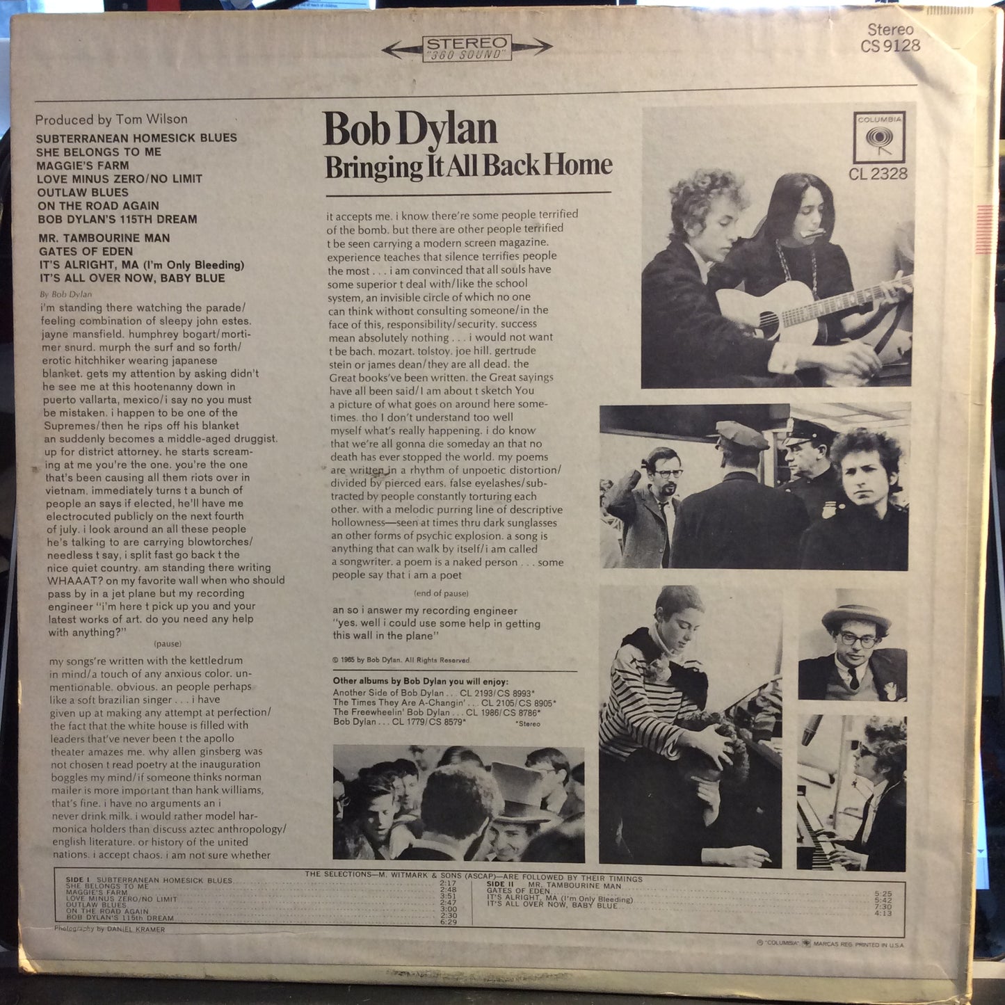 Bringing It All Back Home (VINYL) | Excellent (EX) Very Good Plus (VG+) - FOLK / USED *EXCELLENT*