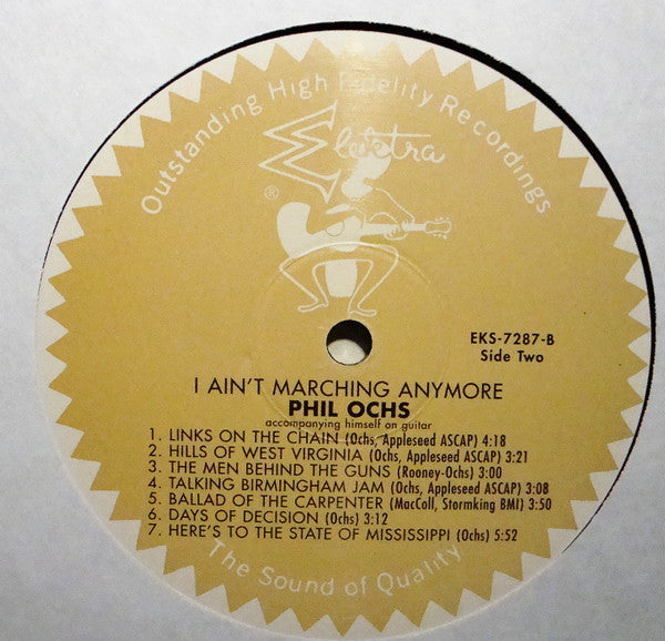 Phil Ochs - I Ain't Marching Anymore (VINYL LP ELEKTRA EKS- 7287 2010) | Near Mint- (NM-) Near Mint (NM) - FOLK / USED *NEAR MINT-*