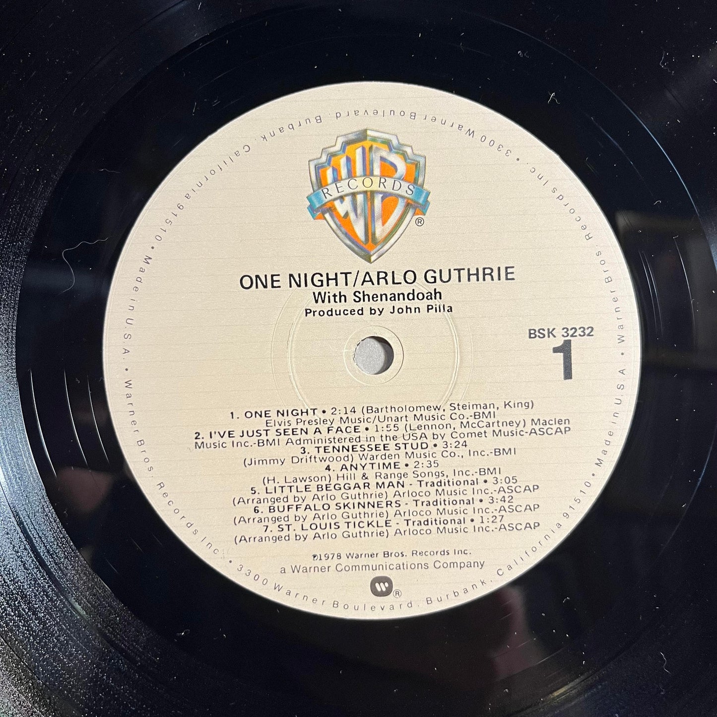 Arlo Guthrie - One Night | Near Mint (NM) Excellent (EX) - FOLK / USED *NEAR MINT*