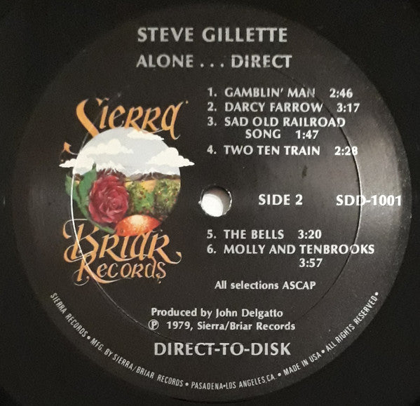 Steve Gillette - Alone... Direct *DIRECT-TO-DISK* | Near Mint (NM) Near Mint (NM) - FOLK / USED *NEAR MINT*