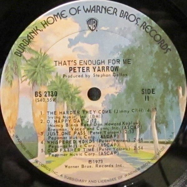Peter Yarrow - That's Enough For Me | Near Mint (NM) Near Mint (NM) - FOLK / USED *NEAR MINT*