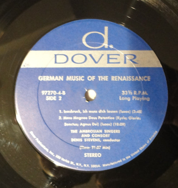 German Music of the Renaissance | Near Mint (NM) Excellent (EX)