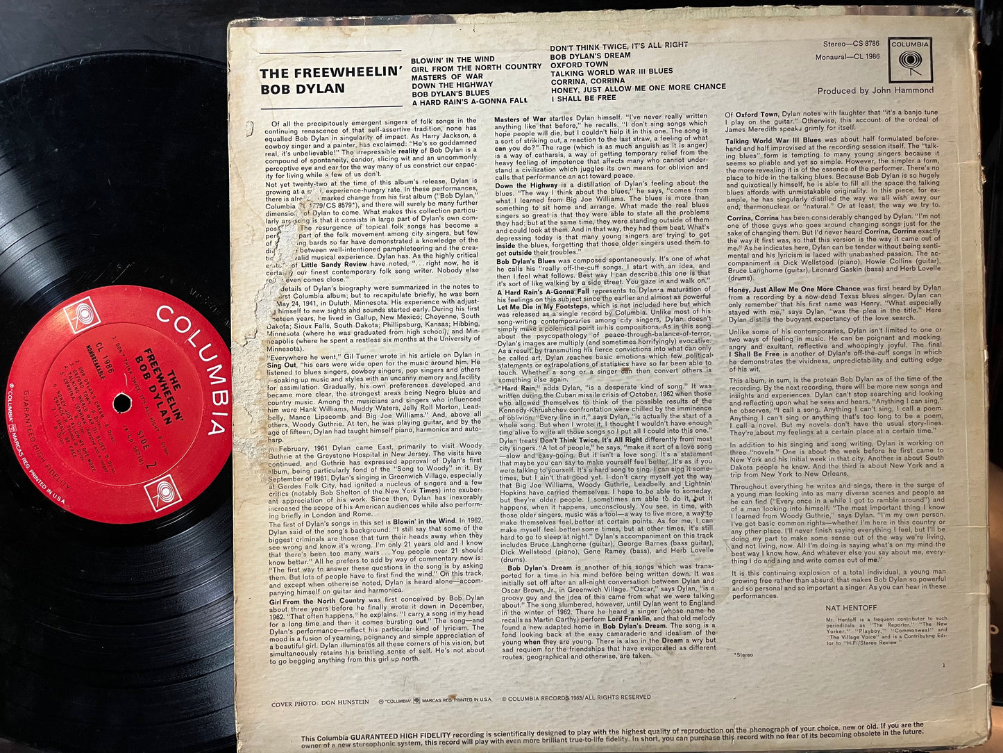 Bob Dylan - The Freewheelin' Bob Dylan (VINYL) | Very Good (VG) Very Good Plus (VG+) - FOLK / USED *VERY GOOD*