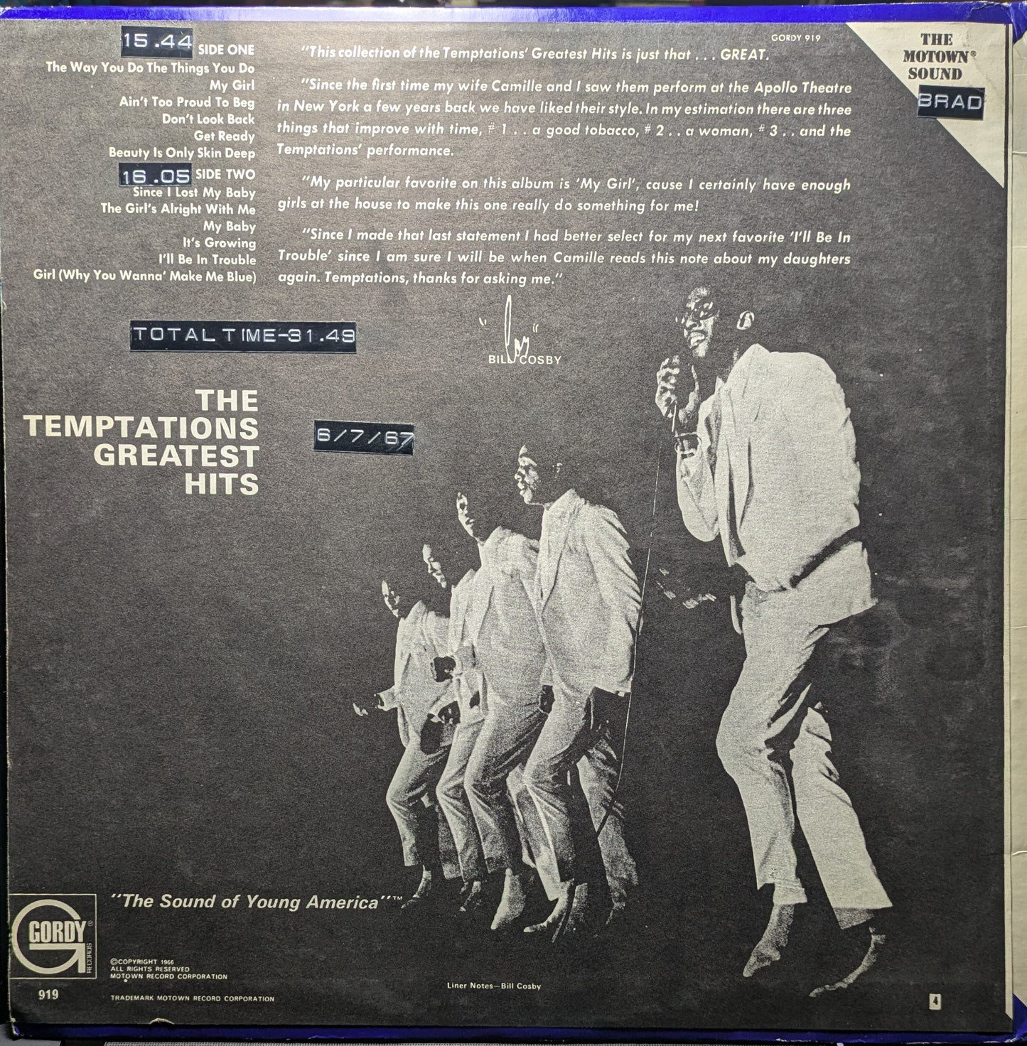 The Temptations Greatest Hits (VINYL) | Excellent (EX) Very Good Plus (VG+) - FUNK / USED *EXCELLENT*