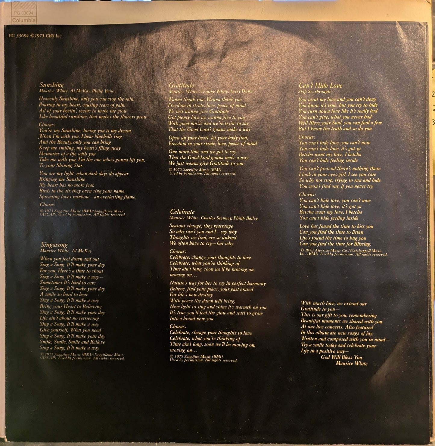 Gratitude (VINYL) | Near Mint (NM) Excellent (EX) - FUNK / USED *NEAR MINT*