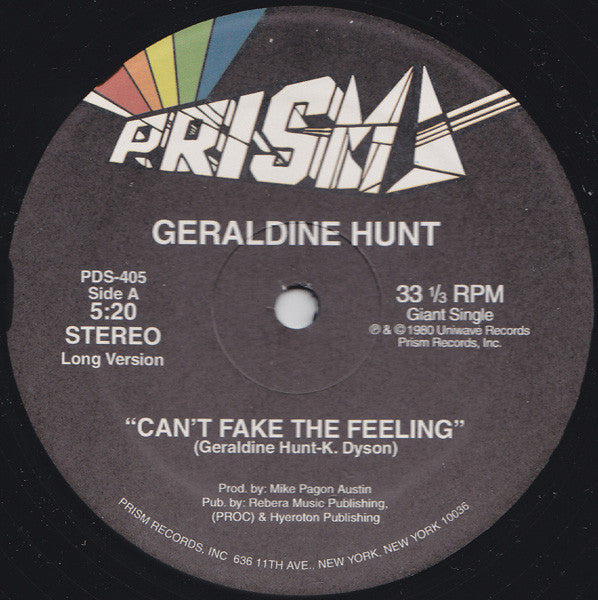 Geraldine Hunt Can't Fake The Feeling 12" Mint (M) Generic