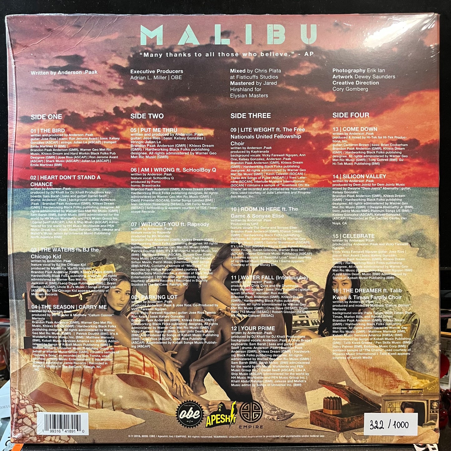 Malibu (WATER AND SAND 2xVINYL)*CREASED* | Mint (M) Excellent (EX) - HIP HOP *NEW/LIQUID*
