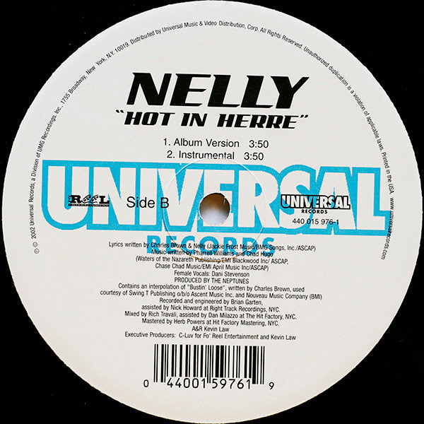 Nelly - Hot In Herre (VINYL) | Near Mint (NM) Near Mint (NM) - HIP HOP / USED *NEAR MINT*
