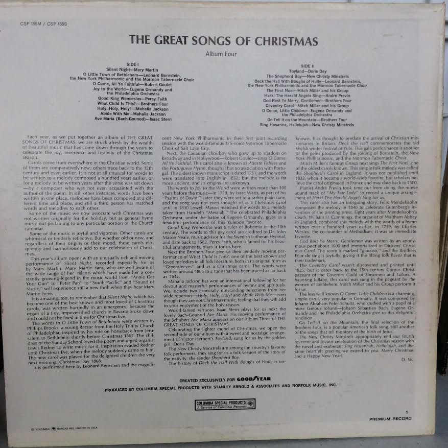 Great Songs Of Christmas (By The Great Artists Of Our Time) (VINYL) | Excellent+ (EX+) Near Mint- (NM-) - HOLIDAY / USED *EXCELLENT+*