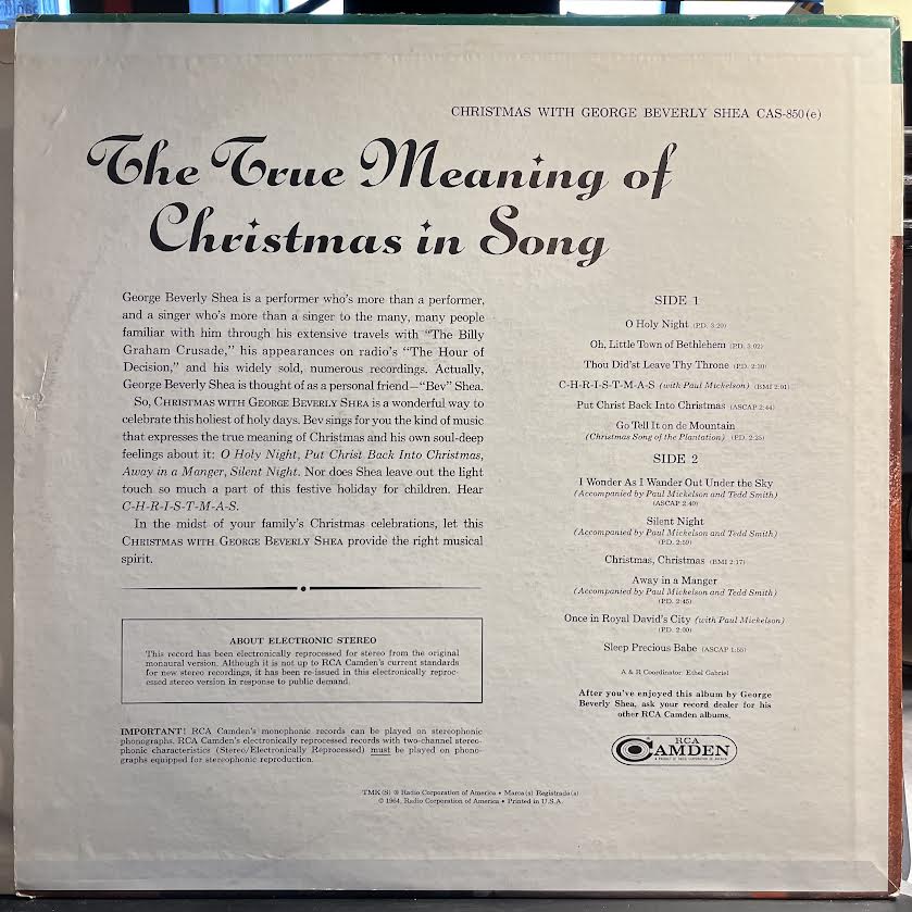 Christmas With George Beverly Shea | Near Mint (NM) Near Mint (NM)