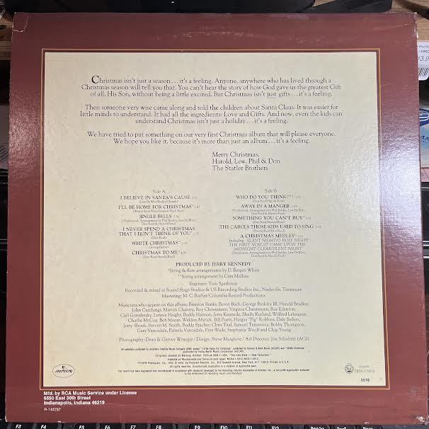 The Statler Brothers Christmas Card (VINYL) | Near Mint (NM or M-) Near Mint (NM or M-) - HOLIDAY / USED *NEAR MINT*