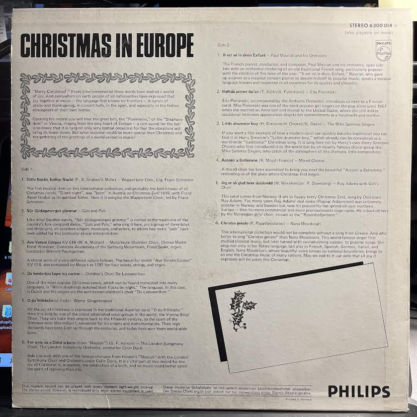 Various - Christmas In Europe | Very Good Plus (VG+) Excellent+ (EX+) - HOLIDAY / USED *VERY GOOD+*