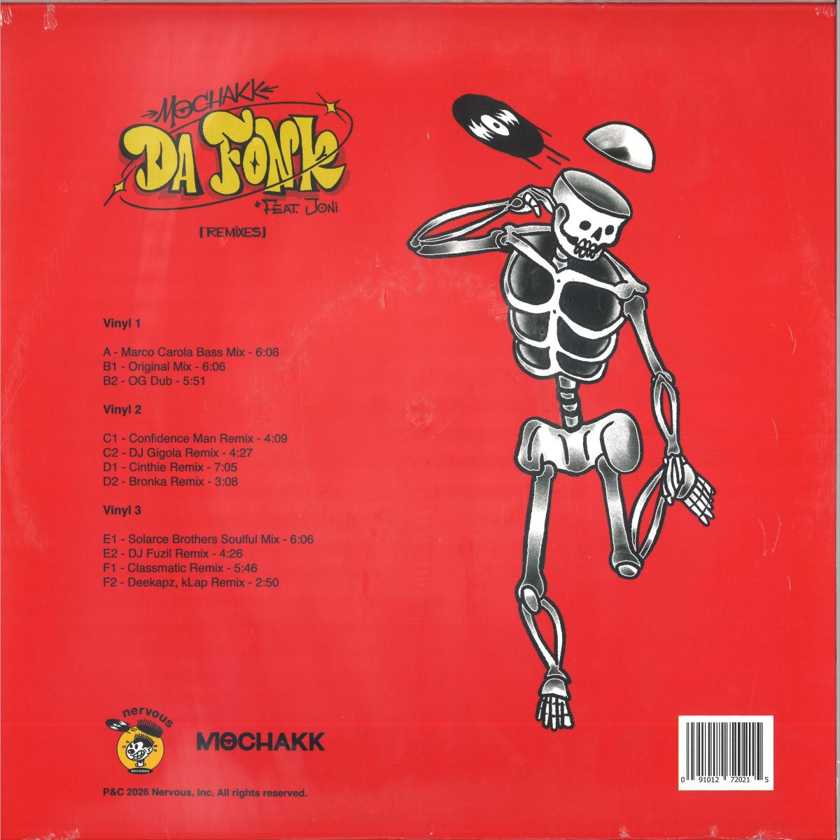 Mochakk - Da Fonk feat. Joni (Remixes) (GLOW IN THE DARK VINYL 3x12" Nervous) | NEW - HOUSE *NEW/COLOR*