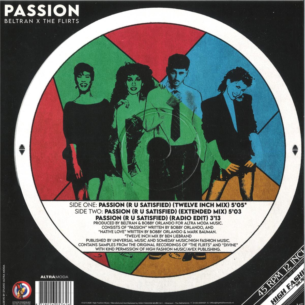 Beltran X The Flirts - Passion (R U Satisfied) (VINYL 12" High Fashion Music MS551 2026) | NEW - HOUSE *NEW*