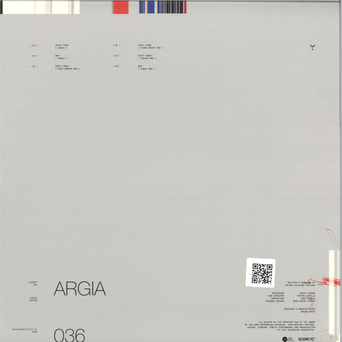 Argia - Dirty Poem (VINYL 12" Iconyc) | NEW - HOUSE *NEW*