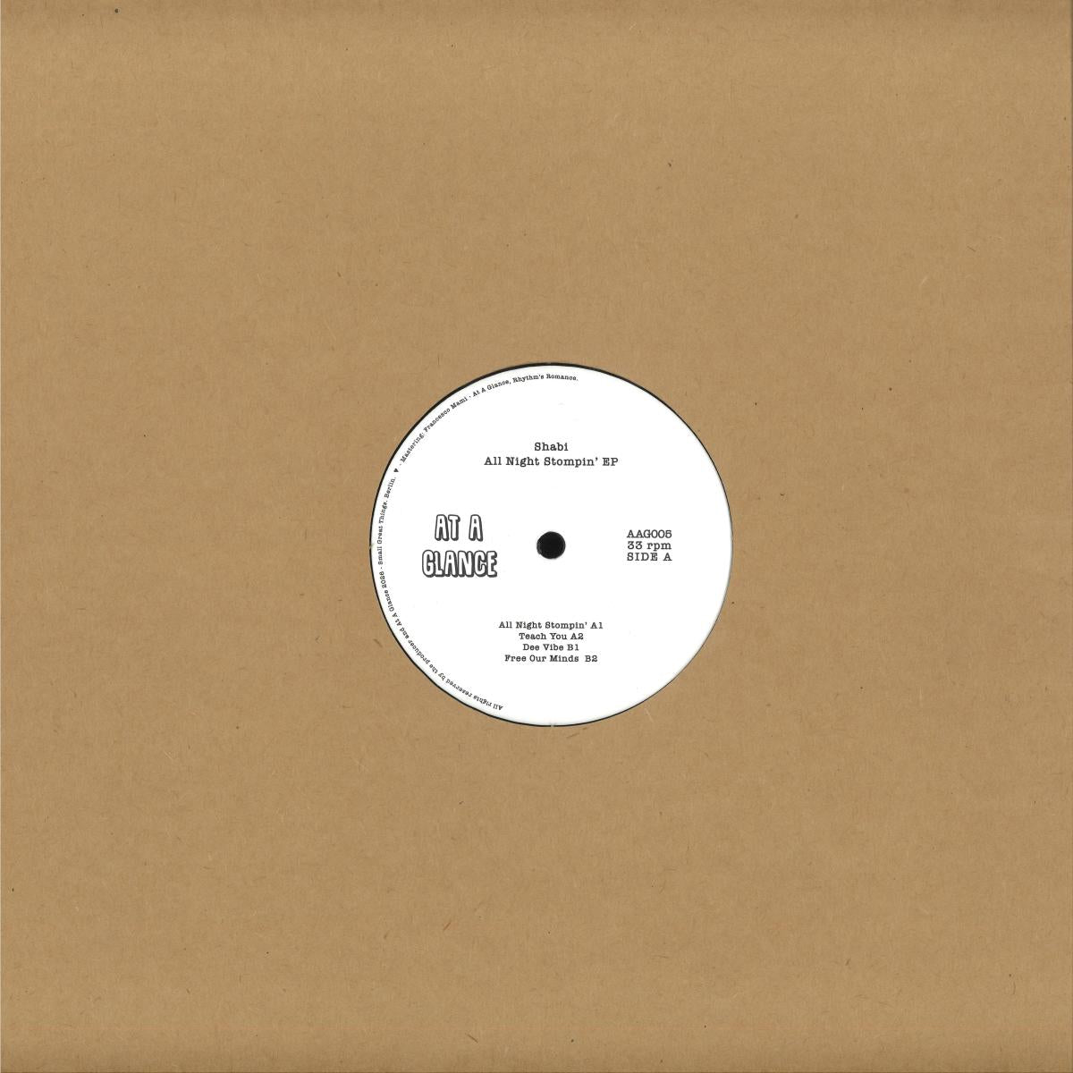 Shabi - (PRESALE 08/13/26) All Night Stompin' (VINYL 12" At A Glance AAG005 2026) | NEW - HOUSE *NEW*