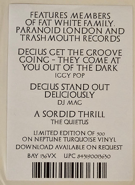 Decius Vol. II (Splendour & Obedience)(TURQUOISE VINYL) | Mint (M) Mint (M) - HOUSE *SEALED/COLOR*