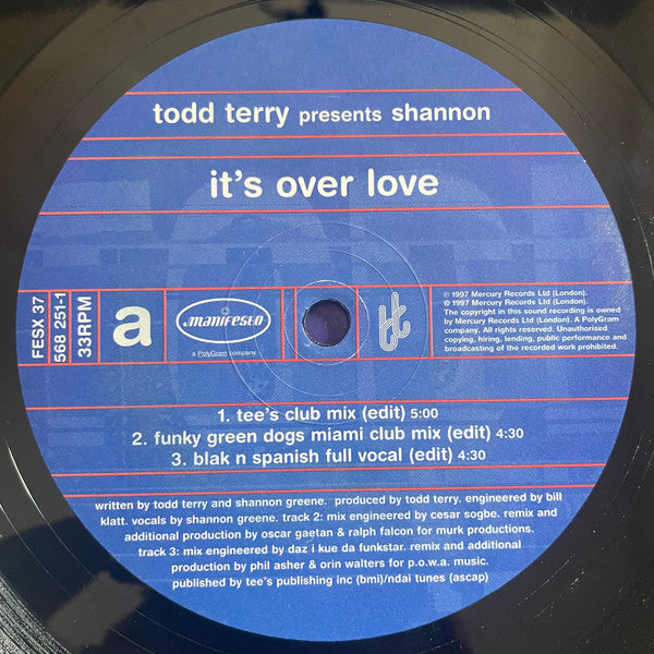 It's Over Love | Excellent (EX) Very Good Plus (VG+) - HOUSE / USED *EXCELLENT*