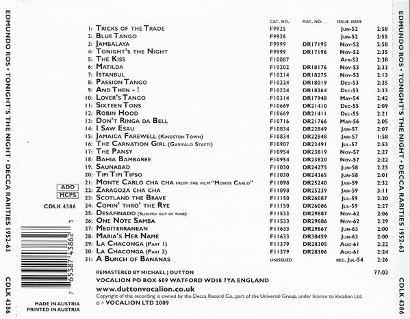 Tonight's The Night - Decca Rarities 1952-63 *CD* | Mint (M) Mint (M)