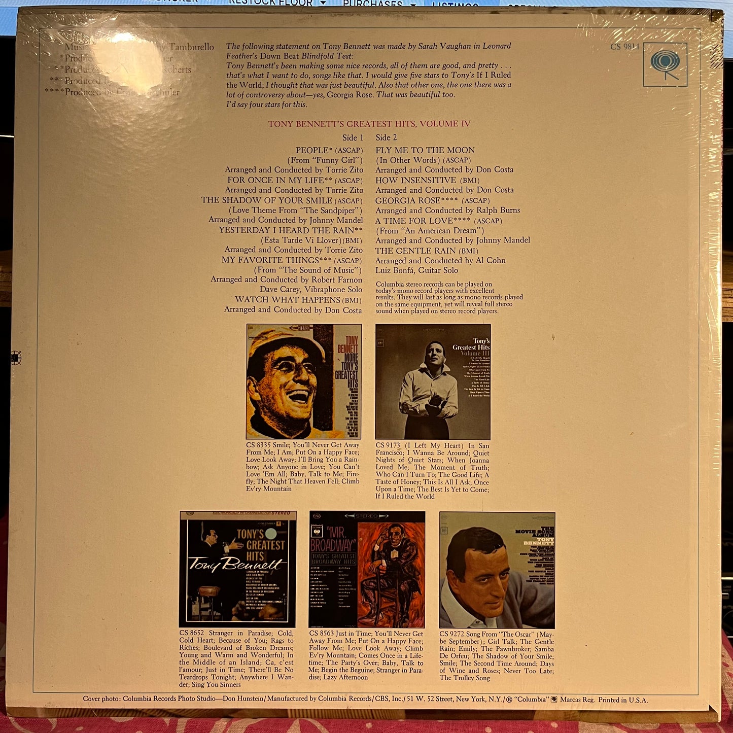 Tony Bennett's Greatest Hits Volume IV | Mint (M) Mint (M)