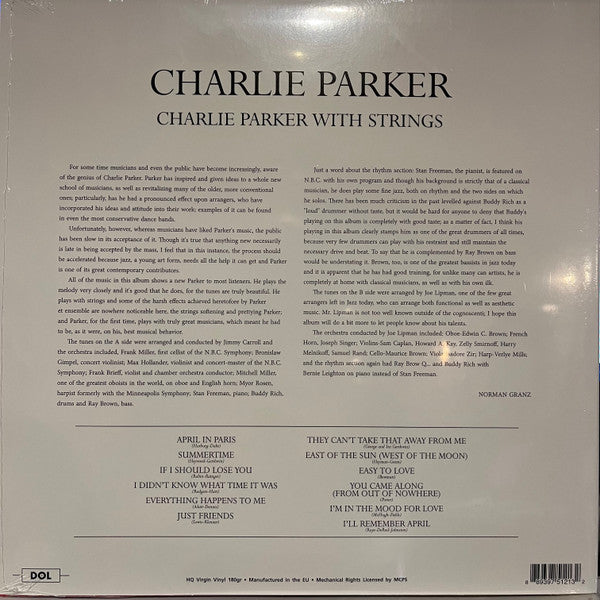 Charlie Parker With Strings (180G VINYL) | Mint (M) Mint (M) - JAZZ *SEALED*