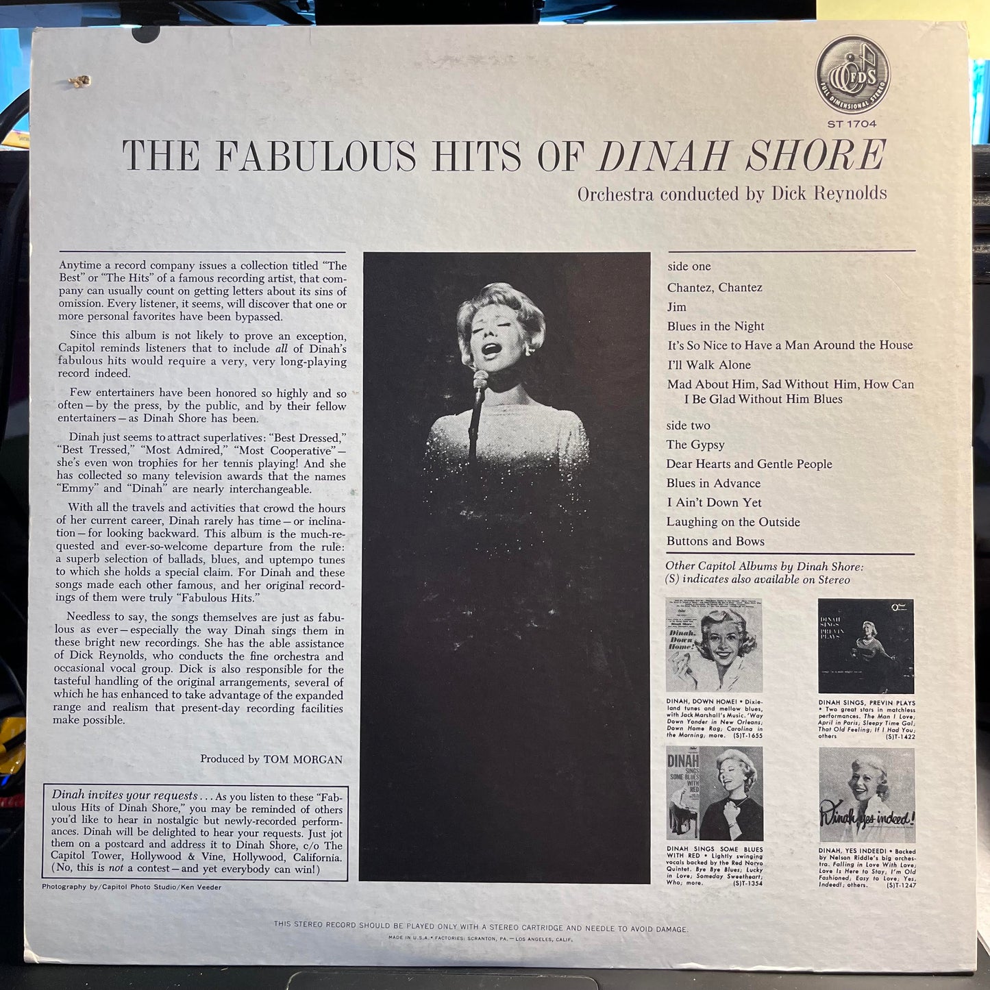 Dinah Shore - The Fabulous Hits Of Dinah Shore | Excellent (EX) Near Mint (NM) - JAZZ / USED *EXCELLENT+*