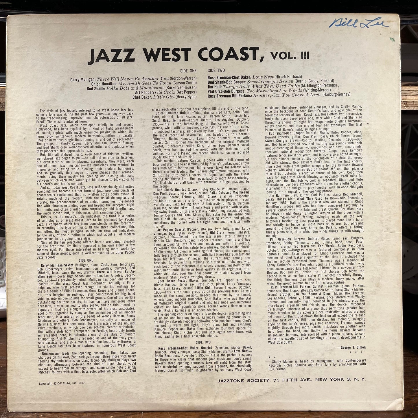 West Coast Jazz Vol. III (VINYL) | Excellent+ (EX+) Excellent+ (EX+) - JAZZ / USED *EXCELLENT+*