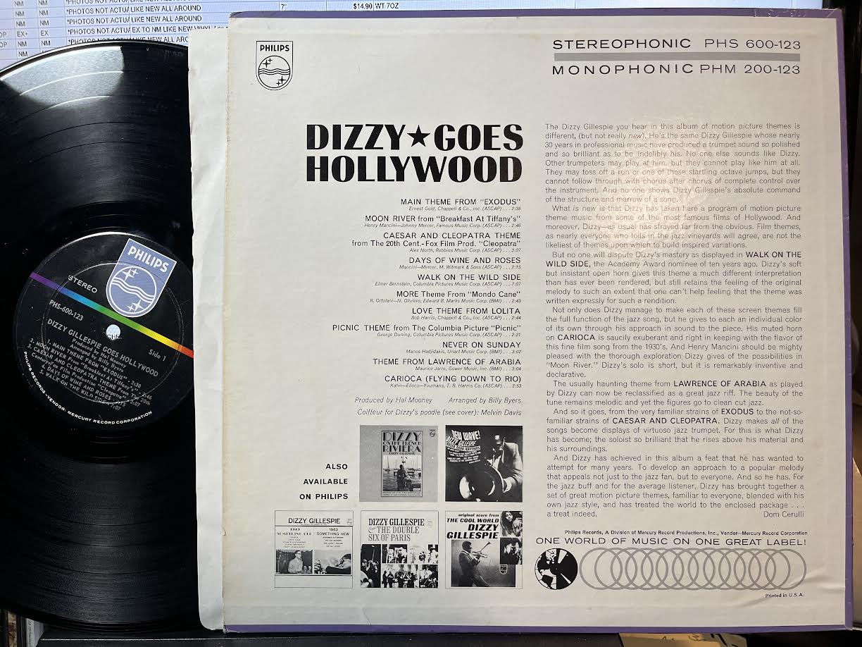 Dizzy Goes Hollywood (VINYL) | Excellent+ (EX+) Excellent+ (EX+) - JAZZ / USED *EXCELLENT+*