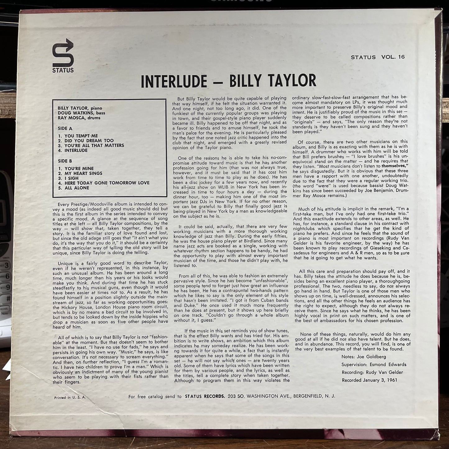 Interlude (VINYL) | Excellent+ (EX+) Near Mint (NM) - JAZZ / USED *EXCELLENT+*