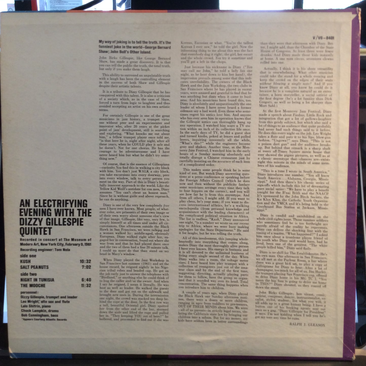 An Electrifying Evening With The Dizzy Gillespie Quintet (VINYL) | Excellent (EX) Excellent (EX) - JAZZ / USED *EXCELLENT*