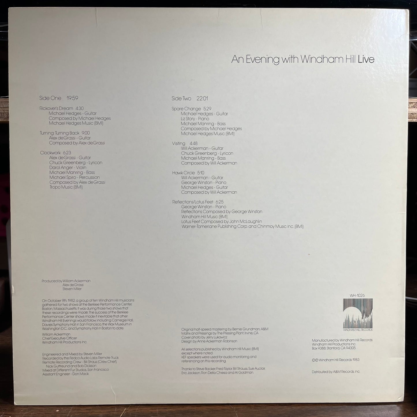 An Evening With Windham Hill Live (VINYL) | Excellent (EX) Near Mint (NM) - JAZZ / USED *EXCELLENT*