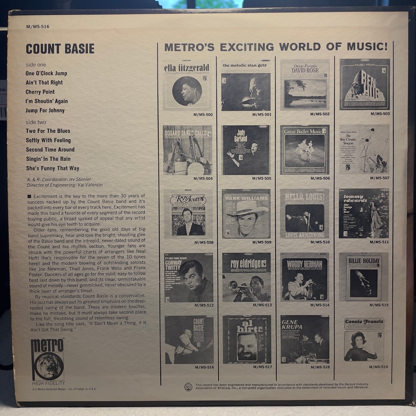 Count Basie (LP) | NEAR MINT MINUS (NM-) Excellent+ (EX+) - JAZZ / USED *NEAR MINT-*