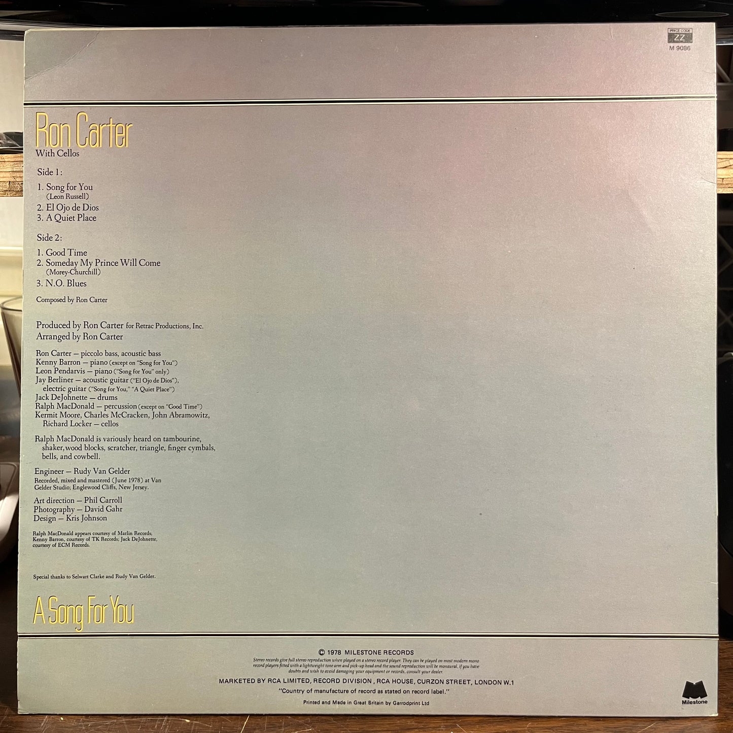 A Song For You (LP) | Near Mint (NM) Near Mint (NM) - JAZZ / USED *NEAR MINT / UK VINYL*