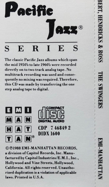 The Swingers! (CD) | Near Mint (NM) Near Mint (NM) - JAZZ / USED *NEAR MINT*