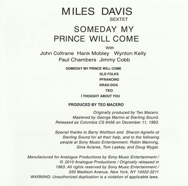 Someday My Prince Will Come (SACD) | Near Mint (NM or M-) Near Mint (NM or M-) - JAZZ / USED *NEAR MINT*