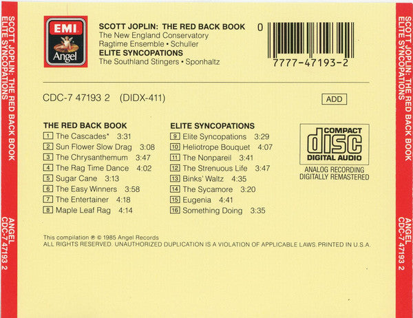 The Red Back Book · Elite Syncopations (CD) | Near Mint (NM) Near Mint (NM) - JAZZ / USED *NEAR MINT*