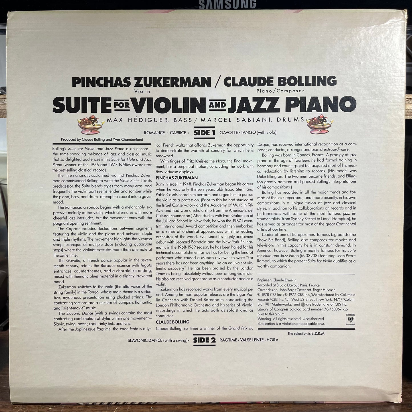 Suite For Violin And Jazz Piano (LP) | Near Mint (NM) Near Mint (NM) - JAZZ / USED *NEAR MINT*