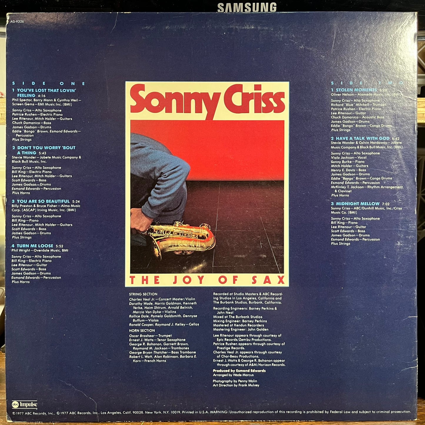 The Joy Of Sax (LP) | Near Mint (NM) Excellent (EX) - JAZZ / USED *NEAR MINT*
