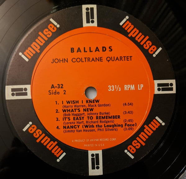 The John Coltrane Quartet - Ballads (VINYL LP NUMBER ONE ESSENTIALS 291014 2024) | - JAZZ / USED *NEAR MINT*