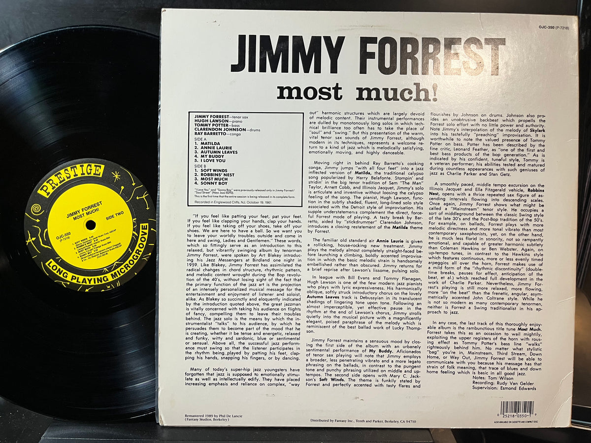 Jimmy Forrest - Most Much! (VINYL LP PRESTIGE PR 7218 1989) | USED Near Mint (NM or M-) Excellent+ (EX+) - JAZZ / USED *NEAR MINT*