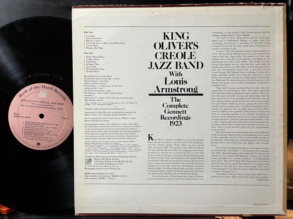 King Oliver's Creole Jazz Band - The Complete Gennett Recordings 1923 (VINYL) | Near Mint (NM or M-) Very Good Plus (VG+) - JAZZ / USED *NEAR MINT*