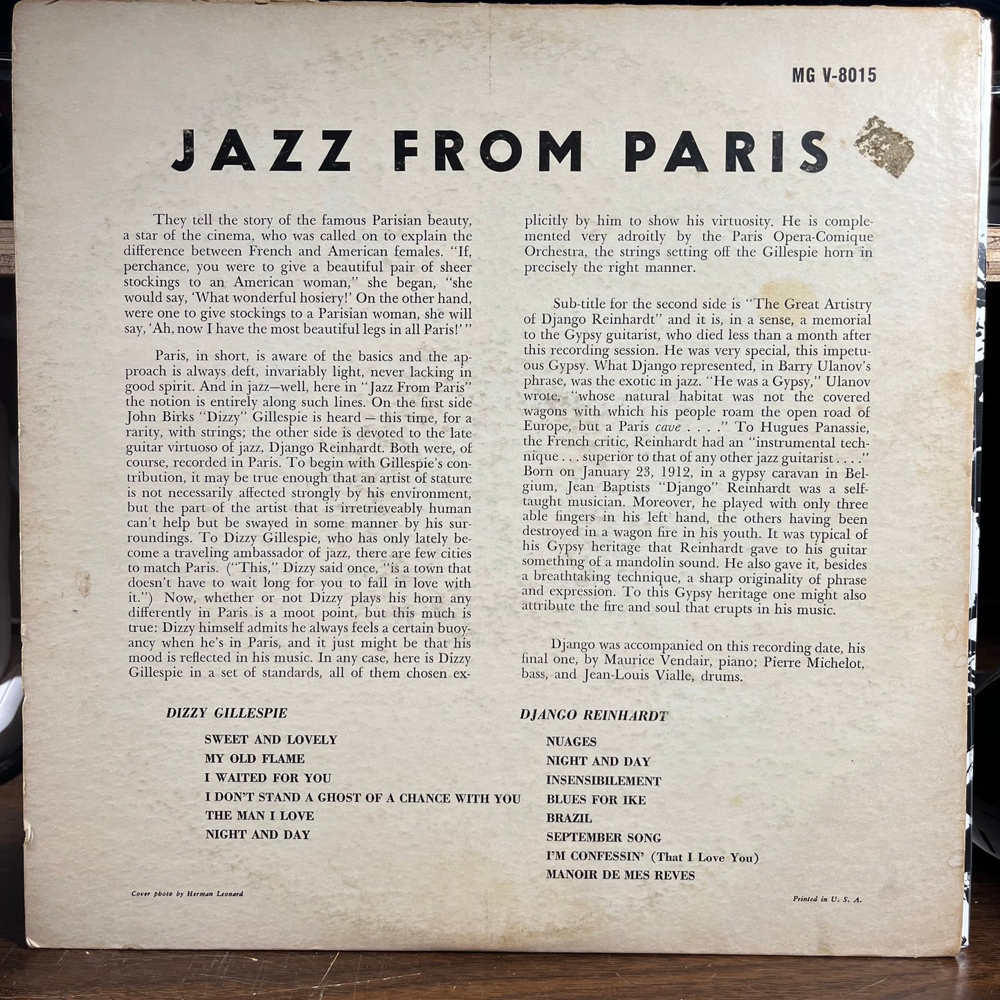 Jazz From Paris (VINYL) | Very Good Plus Plus (VG++) Very Good (VG) - JAZZ / USED *VERY GOOD++*