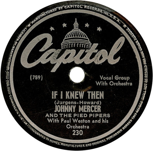 Personality / If I Knew Then (10" 78RPM RECORD) | Very Good Plus (VG+) Generic - JAZZ / USED *VERY GOOD+*