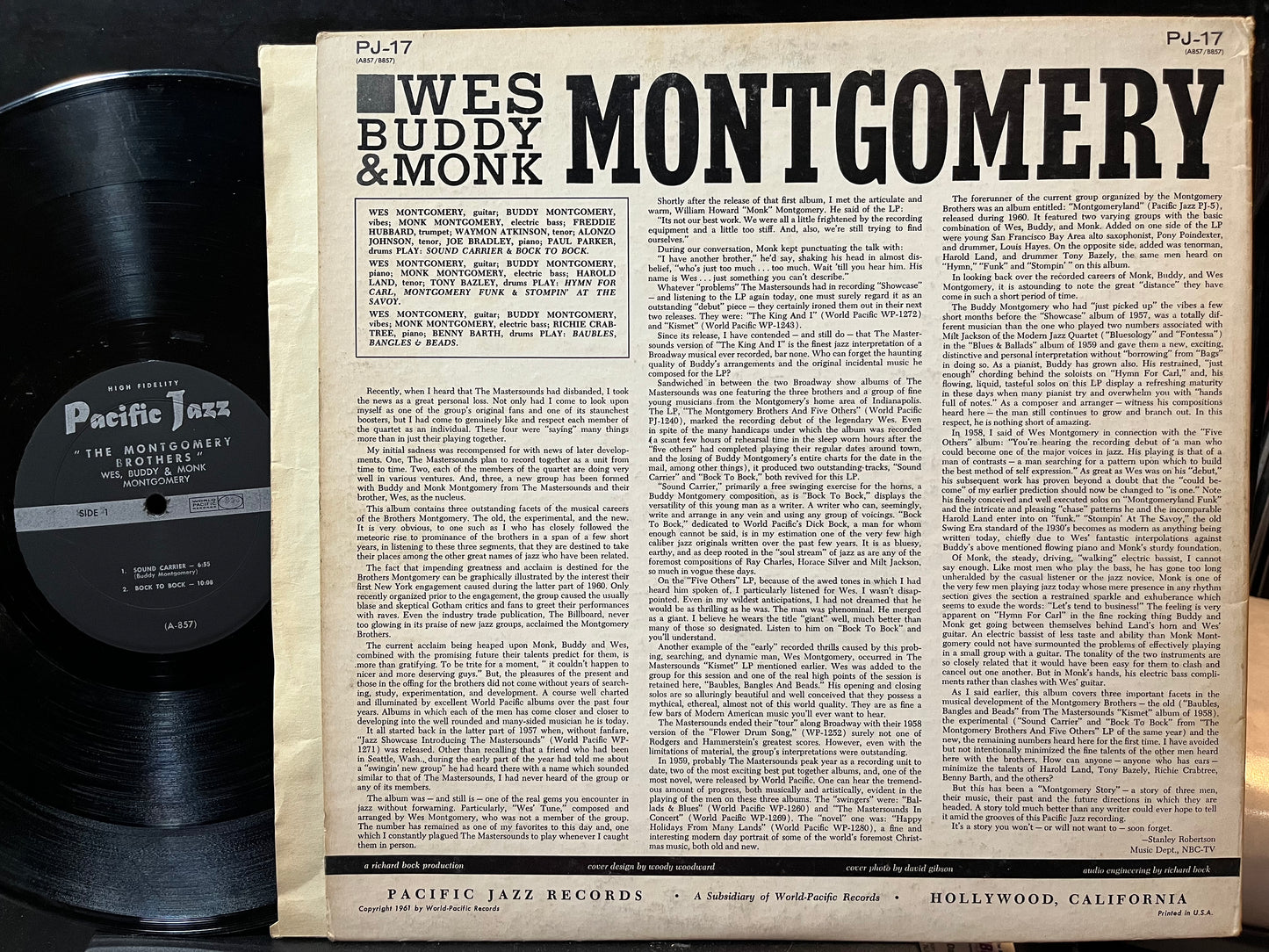 The Montgomery Brothers - The Montgomery Brothers (VINYL LP Pacific Jazz PJ-17 1961) | Very Good (VG) Excellent (EX) - JAZZ / USED *VERY GOOD*