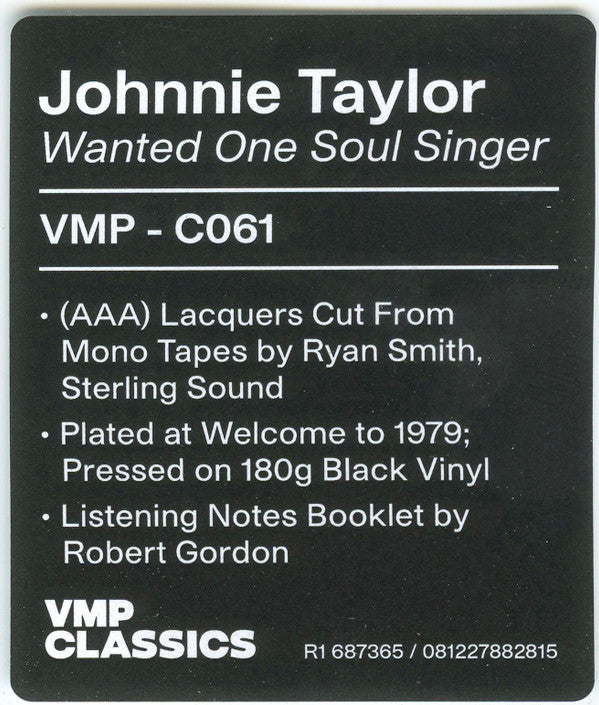 Johnnie Taylor Wanted One Soul Singer Stax, Stax LP, Album, Mono, Club, RE, RM Mint (M) Mint (M)